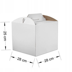 Karton pudełko na tort ciasto 28x28x25cm BIAŁE opakowanie WYSOKIE z rączką